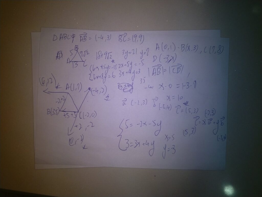 Calculation paper with the process of math problem
