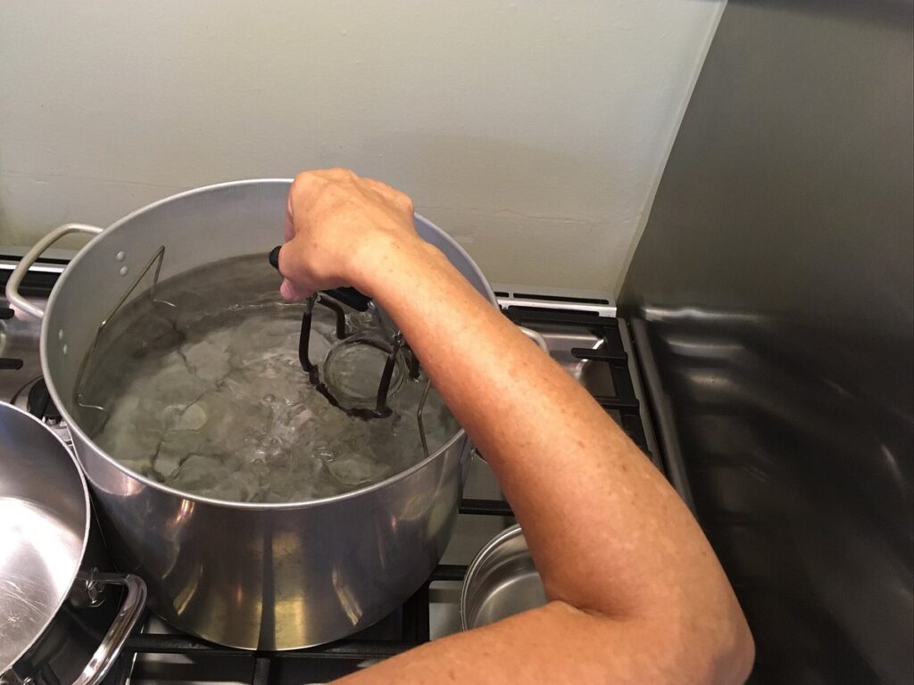Boiling jam jars before filling them with jam