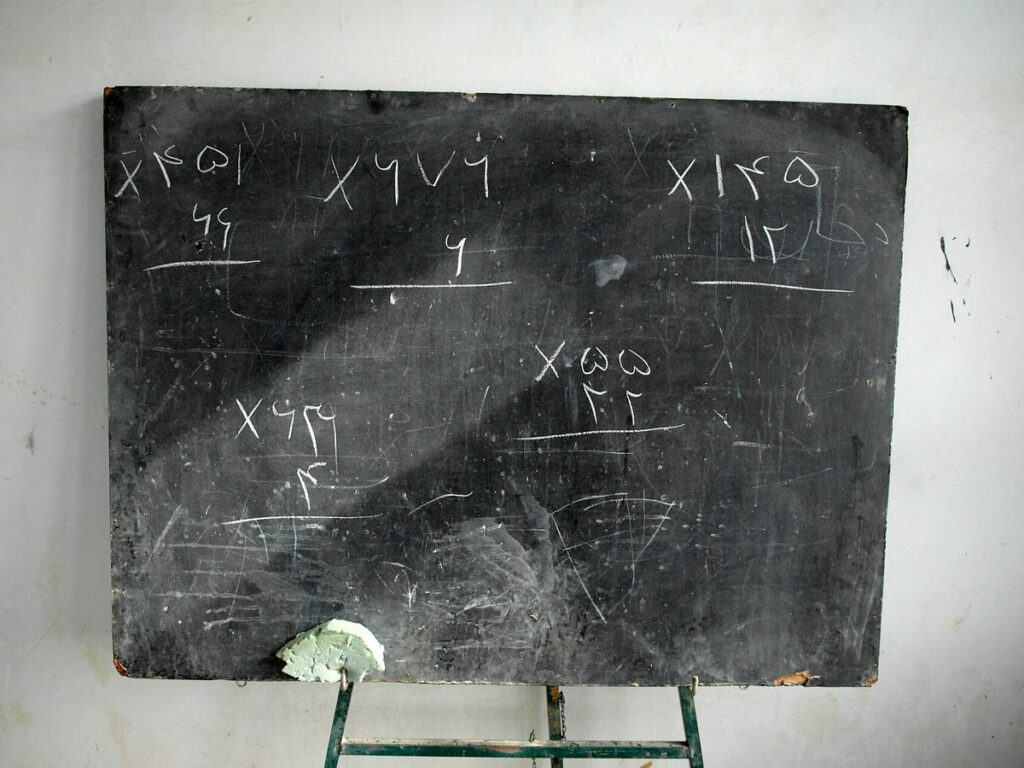 Chalkboard in a school in Afghanistan