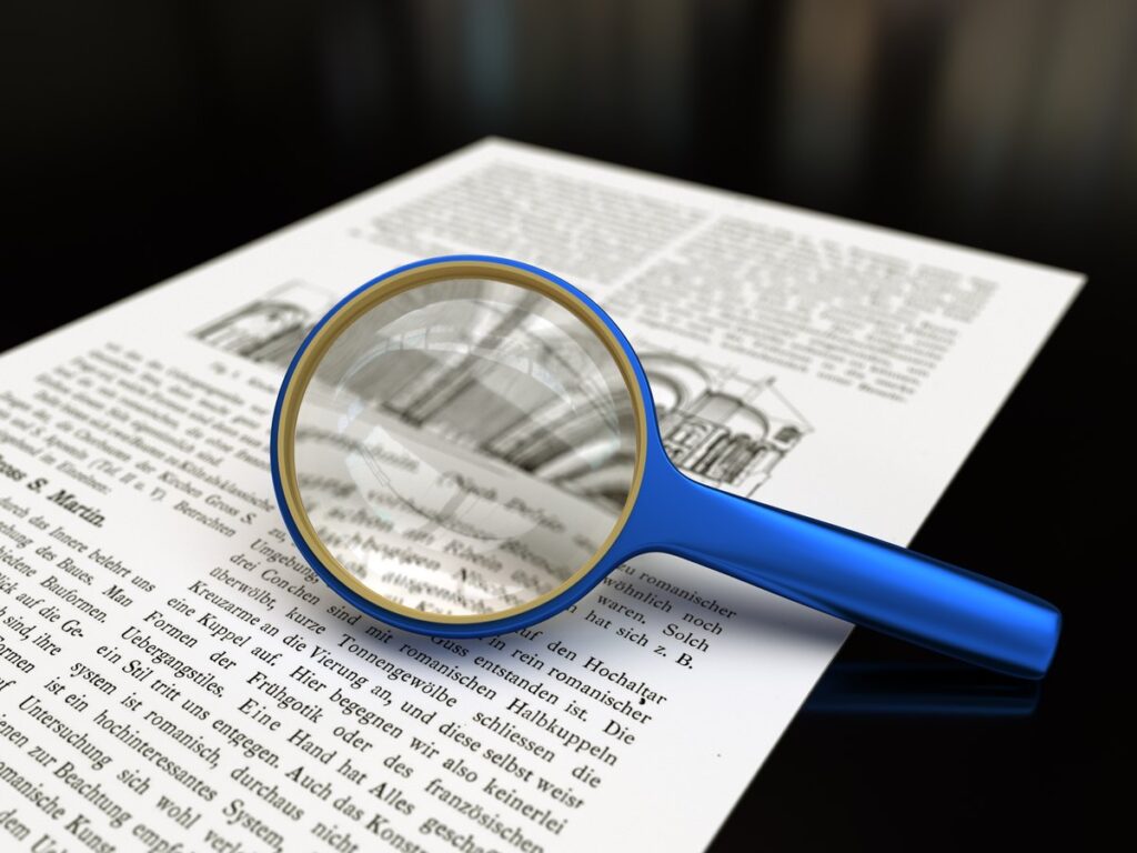 Magnifying glass with focus on glass