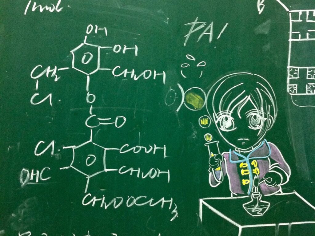 Chemistry-related rear blackboard art at a classroom of Beijing 101 Middle School (20111201165624)