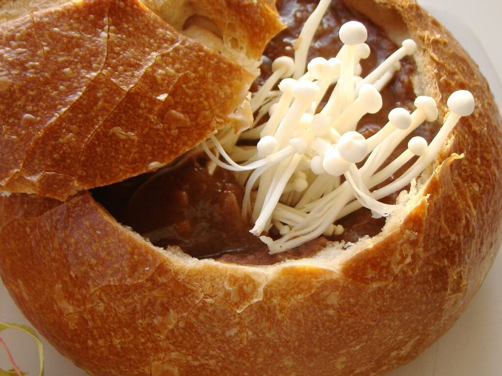 Black Bean Vegetable Soup in Sourdough Bowl (4465544569)