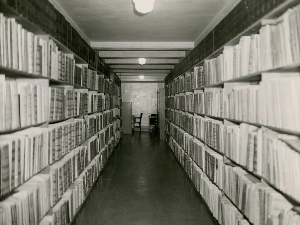 Music Library Shelves in the Powell Library Building