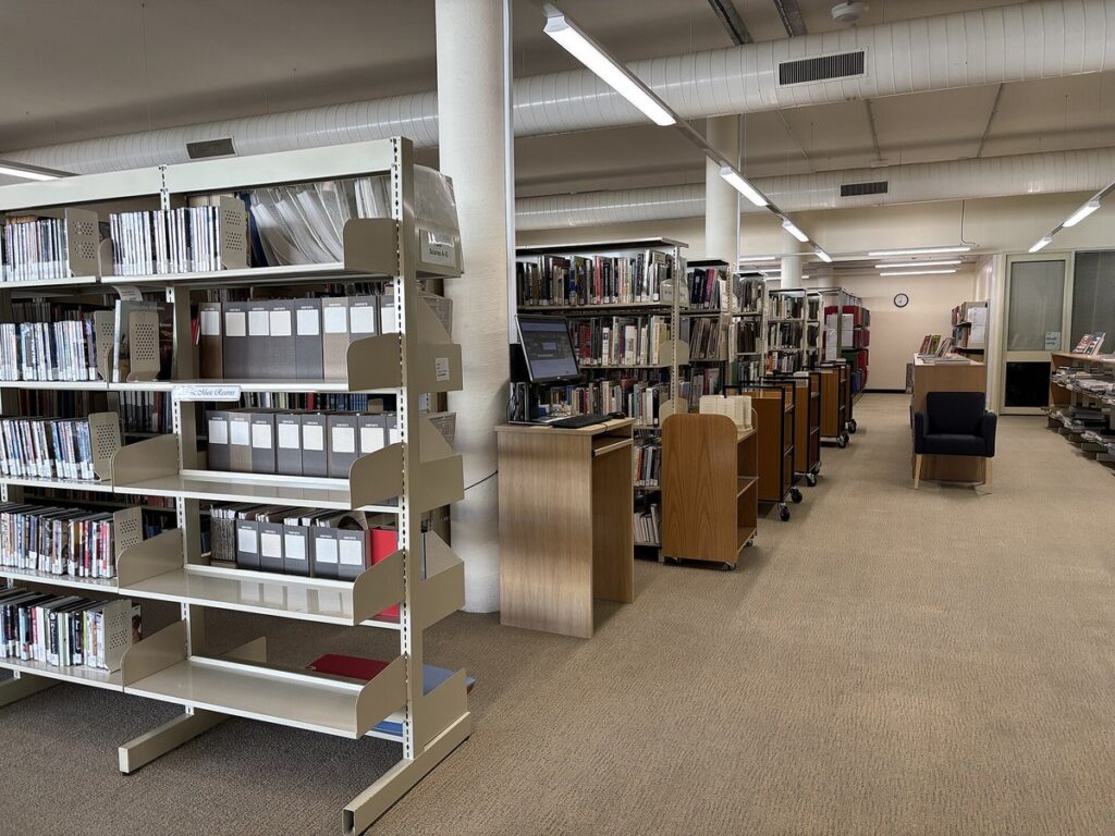 Shelves in the ANU Art & Music Library May 2026